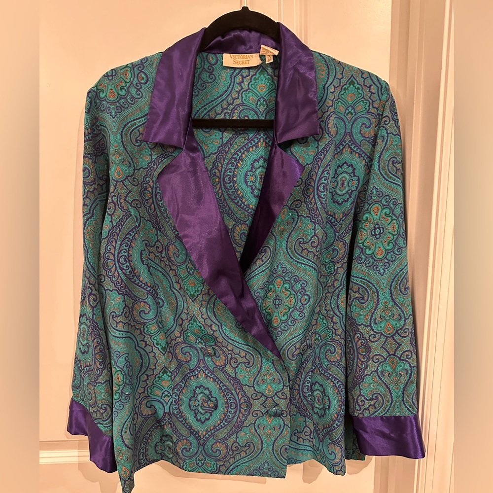 Vintage Victoria Secret Paisley Collared Sleep Shirt